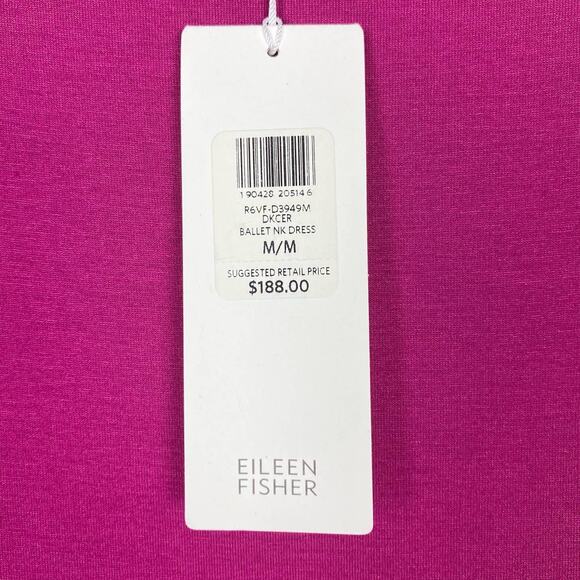 Eileen Fisher Women's Ballet Neck Stretch Knit Midi Dress Medium Magenta - Picture 7 of 10